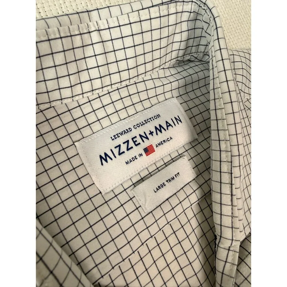 Mizzen+Main Mens Large Workwear Business Casual Office Church White Button Down
